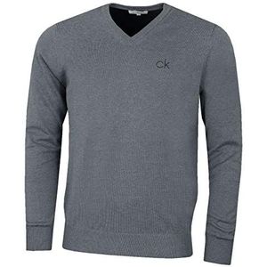 Calvin Klein Heren V-hals Tour Duurzame Golfsweater - Grijze - L