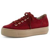 Paul Green - Lage Sneakers - Rood - Leer met Tencel - Plat