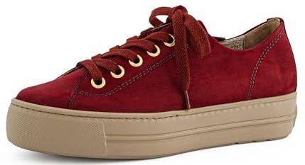 Paul Green - Lage Sneakers - Rood - Leer met Tencel - Plat