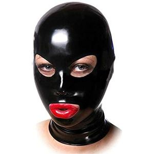 Latex Hoofdmasker Rubberen Kap Latex Hoofddeksel Latex Maskers Rits achter,Handgemaakt Voor Cosplay Party Club Wear (S,Zwart)