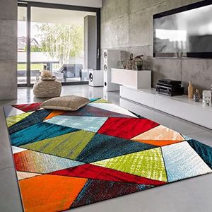 Paco Home Vloerkleed Woonkamer Laagpolig Modern Patroon Geometrisch 3D, Maat:200x290 cm, Kleur:Veelkleurig 5