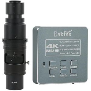 FHD 1080P 8.3MP 4K HDMI USB Industriële Lab Digitale Video Microscoop Camera + 200X 500X 130X C-mount Lens + 56 LED Ringlicht(With 105x lens)