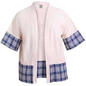 virblatt - kimono voor dames en heren | 100% katoen| poncho heren boho kimono| tribal design | heren mantel cape kimono jas, Beige, S-M