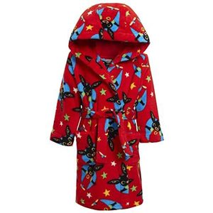Bing Bunny Badjas voor kinderen met capuchon voor jongens en meisjes, fleece karakterjas, Rood, 4 jaar