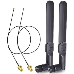 Bingfu Dual Band WiFi 2.4GHz 5GHz 5.8GHz 8dBi RP-SMA Mannelijke Antenne & 25cm U.FL IPX IPEX MHF4 naar RP-SMA Vrouwelijke Verlengkabel 2-Pack voor M.2 NGFF Intel Draadloze Netwerkkaart WiFi Adapter