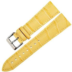 Nieuwe Horloge-accessoires 12 Mm-22 Mm Horlogebanden Dames Blauwe Lederen Horlogeband Polsband Compatibel Met Citizen Horlogeband (Color : Yellow, Size : 19mm)