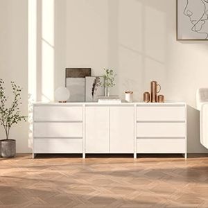DIGBYS 3-delig dressoir hoogglans wit ontworpen hout
