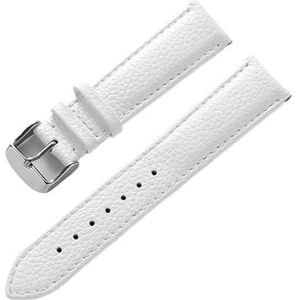 LQXHZ Lederen Band Dames Zacht Leer Lychee Graan Koeienhuid Horlogeband Heren Waterdicht 14 16 18 Mm Horlogeketting Accessoires (Color : White, Size : 19mm)