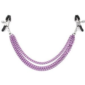 Nipples Breast Clamp with multiple chains | Adjustable Metal Nipple Clamps | Entertainment Clip for Women | Non-Piercing Nipple Rings Clip | On Nipple Rings Decorative Clip Accessories (Purple)