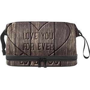 Grote capaciteit reizen cosmetische tas,Love You Forever,Make-up tas,Waterdichte make-up tas organisator, Meerkleurig, 27x15x14 cm/10.6x5.9x5.5 in