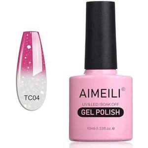AIMEILI Gel Nagellak UV LED Gellack Soak Off Gel Polish Temperatuur Kleurverandering - Hot Pink to Glitter White (TC04) 10ml