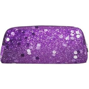 Sprankelende paarse glitter bedrukte lederen etui draagbare reizen make-up tas grote capaciteit toilettas rits opbergtas voor vrouwen meisjes, Zilver, Eén maat, Tas Organizer