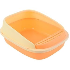 Kattenbak Kattentoilet Kitten Kattenbak, Open Kattenpotje Met Schep Opvouwbaar Ondiep Kattentoilet Anti-spatten Waterdicht Kattentoiletpot toilet(Orange,40x50x20 cm)