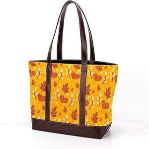 Laptop Tote tas met Herfst Patroon Herfst Bladeren Print, Draagtassen Casual Canvas Business Werk Tote Tas Aktetas voor Computer School Office