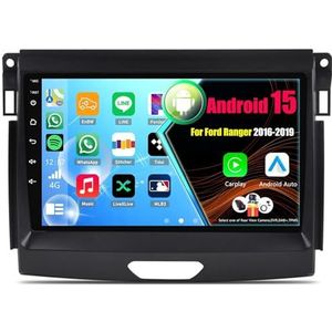 Android 15 2 Din Autoradio 9in Auto Stereo voor Ford Ranger 2016-2019 met Draadloze Carplay Android Auto Bluetooth GPS Navigatie(8Core(4+64GB))