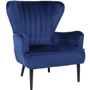 SVITA Arthur Fauteuil, relaxstoel, oorstoel, modern, gestoffeerd, fluweel, donkerblauw