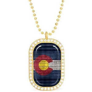 Colorado Vlag Patroon op Houten Nieuwigheid Ketting Gepersonaliseerde Ketting Print Patroon Hanger Met Ketting Zilver Goud Gift Voor Vrouwen Mannen