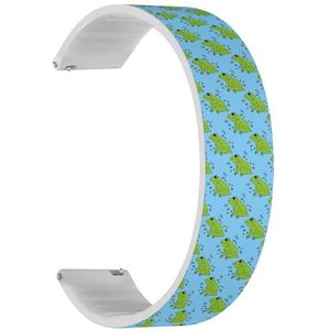 RYANUKA Solo Loop Strap Compatibel met Amazfit Bip 3, Bip 3 Pro, Bip U Pro, Bip, Bip Lite, Bip S, Bip S lite, Bip U (Frog Butterflies) Quick-Release 20 mm rekbare siliconen band band accessoire,