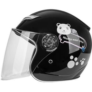 Open Face Motorhelm, Kinderhelm Voor Fietsen, Skateboarden, Scooter, ECE-Gecertificeerde Scooterhelm Met Vizier, Halffacehelm Voor 4-12 Jaar Oude Jongens En Meisjes A,(50-56CM)