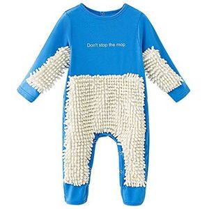 Stormdoing Baby Meisjes Jongens Kruipen Romper Lange Mouw Baby Bloemen Mop Ontwerp Jumpsuit, Blauw, 85 cm