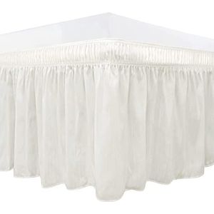 HULG Bedrokken & Valances-Beddengoed Frilled Valance gegolfde bedrok met ruches met -Easy Care, machinewasbaar - 15 inch/17,72 inch franje (wit, (200 x 220) +38 cm)