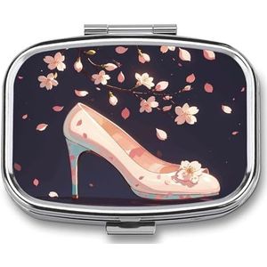 Crystal Hoge Hakken Pillendoos Pil Case Leuke Pil Organizer Pil Houder Geneeskunde Pil Organizer Pil Container Dagelijkse Pil Organizer Kleine Pillendoos Pil Case voor Portemonnee Pocket