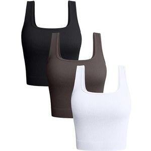 3-delige tanktops for dames, geribbelde naadloze trainingsshirts, yoga crop tops (Color : Style 7, Size : S)