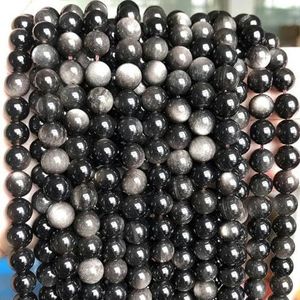 Natuurlijke oranje jades Chalcedoon stenen kralen losse ronde kralen voor sieraden maken 15 inch streng 6 8 10 12mm DIY armband ketting - zilveren obsidiaan - 10mm 36 stuks kralen