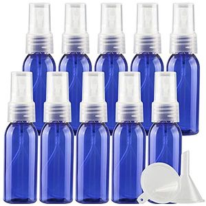 Cosmetische reiscontainers, reispotten for toiletartikelen, 50 stuks draagbare lege 30 ml bruine PET-kunststof fijne mistpompsprayflessen(Blue)