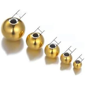 3-8 mm roestvrij staal goudkleurige losse kralen armbanden kettingen bedels spacer kralen voor doe-het-zelf sieraden maken bulkbenodigdheden - goud - 4 mm - 100 stuks