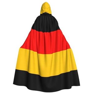 WURTON Duitse vlag capuchon mantel voor volwassenen, carnaval heks cosplay gewaad kostuum, carnaval feestbenodigdheden, 185 cm