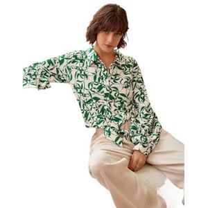 dames topjes Veelkleurig damesoverhemd met volledige print en knopen aan de voorkant (Color : Multicolore, Size : M)