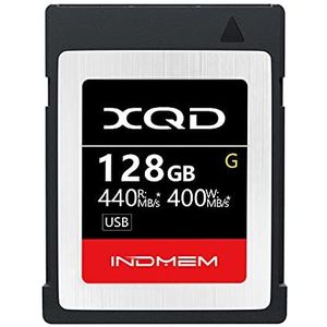 INDMEM XQD 128 GB geheugenkaarten, 5x stoere MLC XQD flashgeheugenkaarten Hoge snelheid G-serie | Max lezen 440 MB/s, Max schrijven 400 MB/s