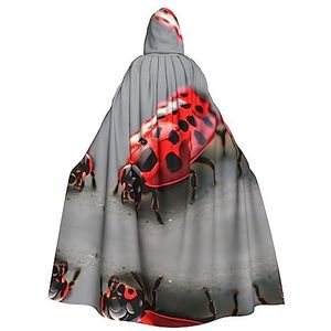 Bxzpzplj Rode lieveheersbeestjesmantel met capuchon voor mannen en vrouwen, carnavalskostuum, perfect voor cosplay, 185 cm