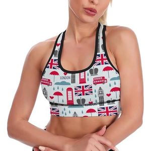 Londen Symbolen En Britse Vlag Vrouwen Tank Top Sport BH Yoga Workout Vest Atletische Bras