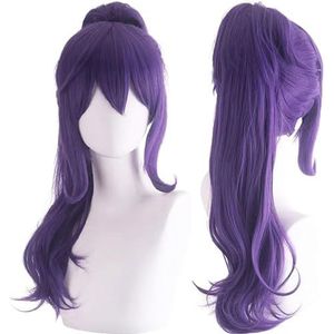 Paarse paardenstaart pruik voor Mafuyu Asahina cosplay pruik kostuum meisjes lange anime pruiken met paardenstaarten voor Halloween kerst synthetische pruik(21 Inch)