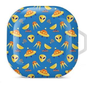 Ruimte Alien Patroon Oordopjes Hoesje Compatibel met Samsung Hard Shell Beschermhoes Wit-Stijl