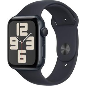 Apple Watch SE 9 (2e generatie, 2023) GPS 44 mm smartwatch met middernacht aluminium behuizing en middernacht sportband - S/M. fitnesstracker, slaapmonitor, ongevaldetectie