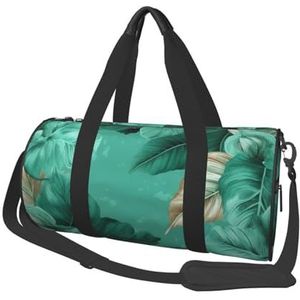 Pinguïn Print Reizen Duffle Bag voor Mannen Vrouwen Sport Gym Tas Opvouwbare Weekender Bag Carry on Overnight Bag voor Reizen Zwemmen Basketbal, Turquoise groene bladeren, Eén maat