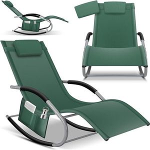 KESSER® Zonneligstoel, relaxstoel, schommelstoel, tuinstoel, klapstoel, opvouwbare ligstoel, schommelstoel, ergonomische relaxstoel, weerbestendig, belastbaar tot 150 kg, kaki