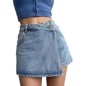 Dames Broekrok Elegante Shorts Korte Shorts met Hoge Taille Zomer Casual Broekrok A-lijn Minirok Strandrok Casual Wikkelrok Asymmetrische Rokken Zijsplit Modieuze Broekrok(Size:L)