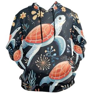 KAAVIYO Kinderen Cartoon Zeeschildpadden Hoodies 3D Print Atletische Hooded Sweatshirts voor Atleet Mannen Jongens (Gezondheid Stof), Patroon, XXL
