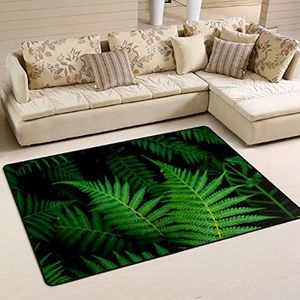 Tapijt 100 x 150 cm, groene bladeren, antislip, duurzaam, wasbaar, antislip, voor binnen/buiten, kamer