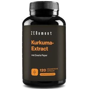 Kurkuma Extract met Zwarte Peper – 95% Curcuminoïden – Natuurlijke en Vegan Oorsprong – 4 Maanden Voorraad – 120 Vegan Capsules – Zenement