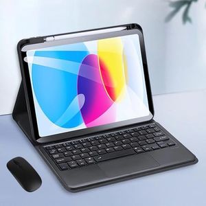 Toetsenbordhoes voor iPad 10th Generation 10.9 inch 2022 (A2757/A2777), Ingebouwde Potloodhouder, Magnetisch Afneembaar Draadloos Toetsenbord met Bluetooth Muis