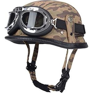 Motorhelm, met bril ECE-gecertificeerde Duitse halfgelaatsveiligheidshelm Pilot Scooter Cruiserhelm A, XXL = 61-62 cm