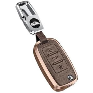 Sleutelbehuizing houder Voor Golf 7 MK7 Voor Tiguan MK2 Voor SEAT Voor Ateca Voor Leon FR 2 Voor Ibiza Voor Golf 8 MK8 Voor Octavia Metalen Lederen Klep Case Sleutelbehuizing(A brown)