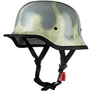 Duitse stijl motorhelmen, volwassenen Vintage open gezicht halve helm DOT goedgekeurde retro schedelkap halve helm voor mannen en vrouwen Street Scooter Cruiser Bromfiets Chopper Decoration