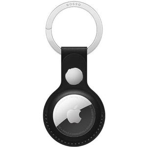 Rosso Element Apple AirTag Sleutelhanger Kunstleer Hoesje | Hanger | Case Zwart