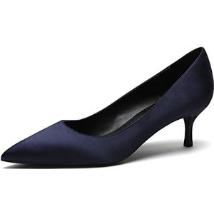 Vrouwen Stiletto Lage Midden Hakken Pumps Mode Puntige teen slip op Schoenen donkerblauw 36 EU